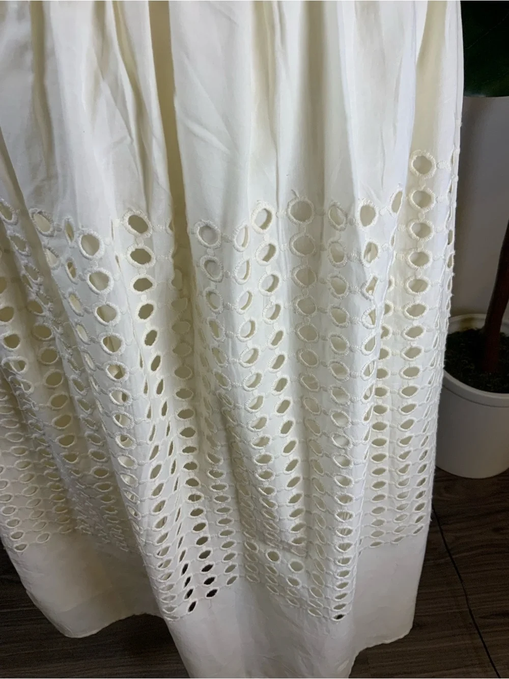 Jennifer n Grace Cream Eyelet Maxi Skirt with Elastic Waist